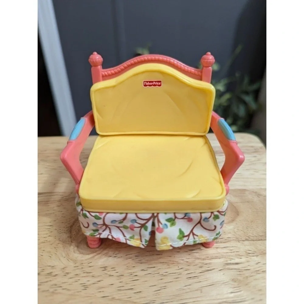 Fisher Price Loving Dollhouse pink yellow chair plastic fabric replacement 3 in